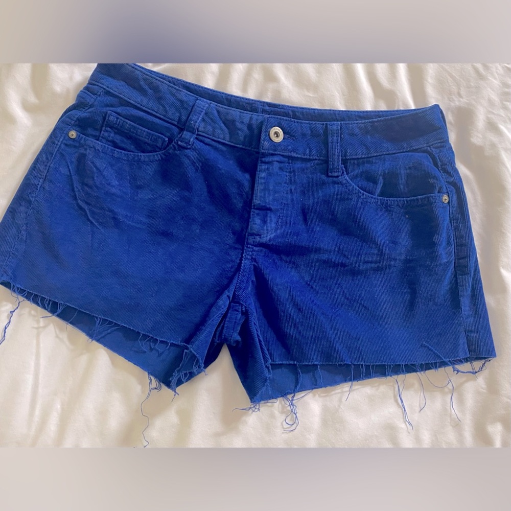 Blue Corduroy Cut Off Shorts